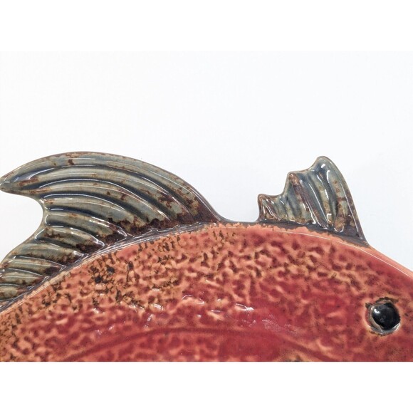Pier 1 One Imports Hand Painted Fish Shaped Trinket Dish Bowl Tray Nautical 12" - Picture 8 of 11